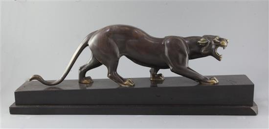 Irénée Rochard (1906-1984). An Art Deco bronze model of a prowling panther, 28in.